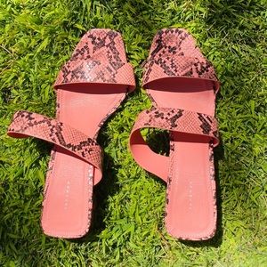 Topshop Darla Mules Pink Snake Print Block Heel